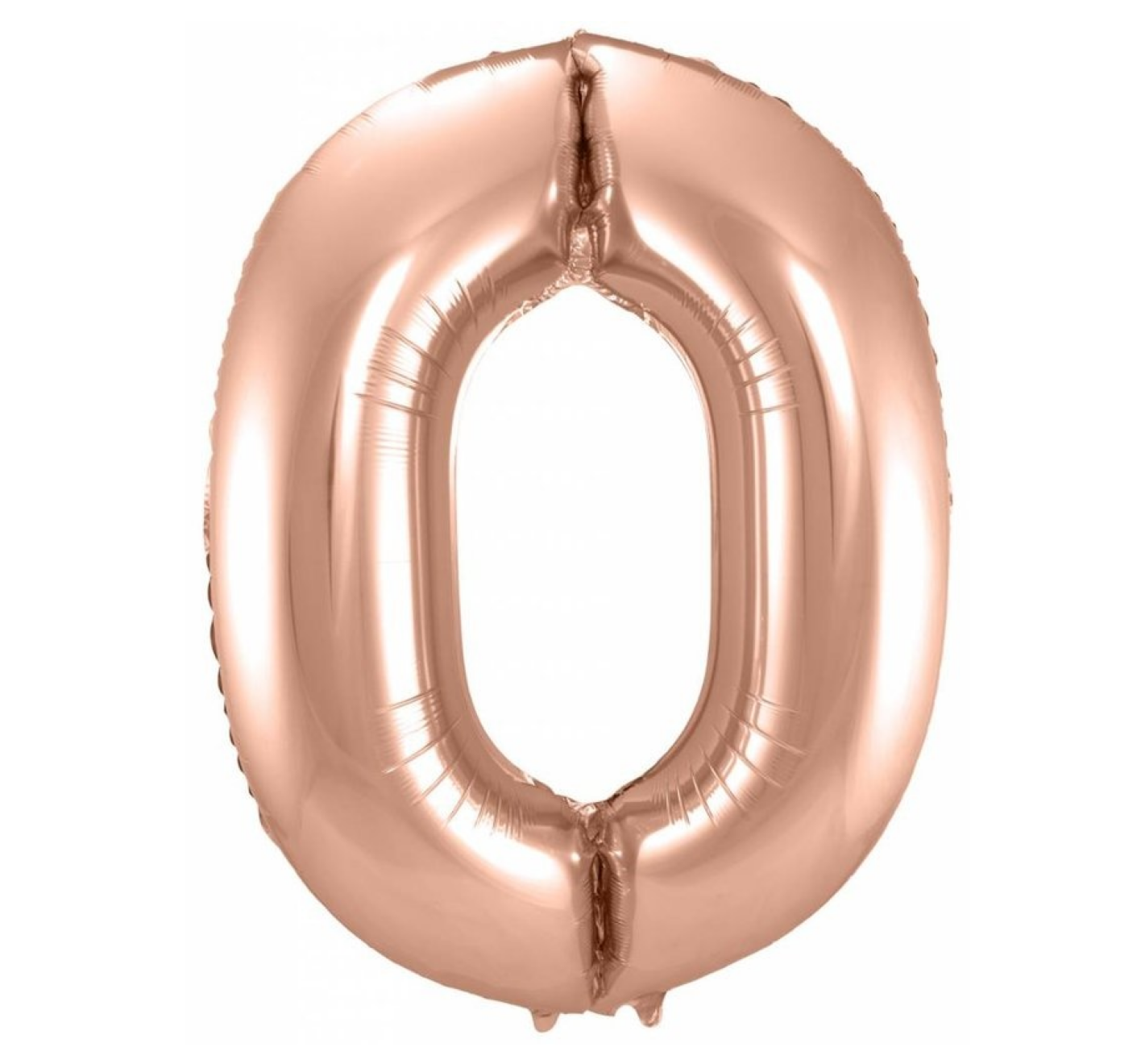 Folieballon - Cijfer - 0 - Rosé goud - 86cm - Zonder vulling