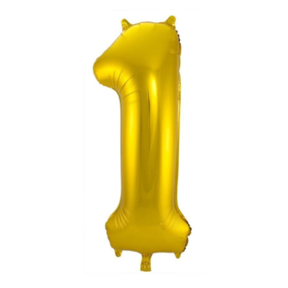 Folat Folieballon - Cijfer - 1 - Goud - 86cm - Zonder vulling