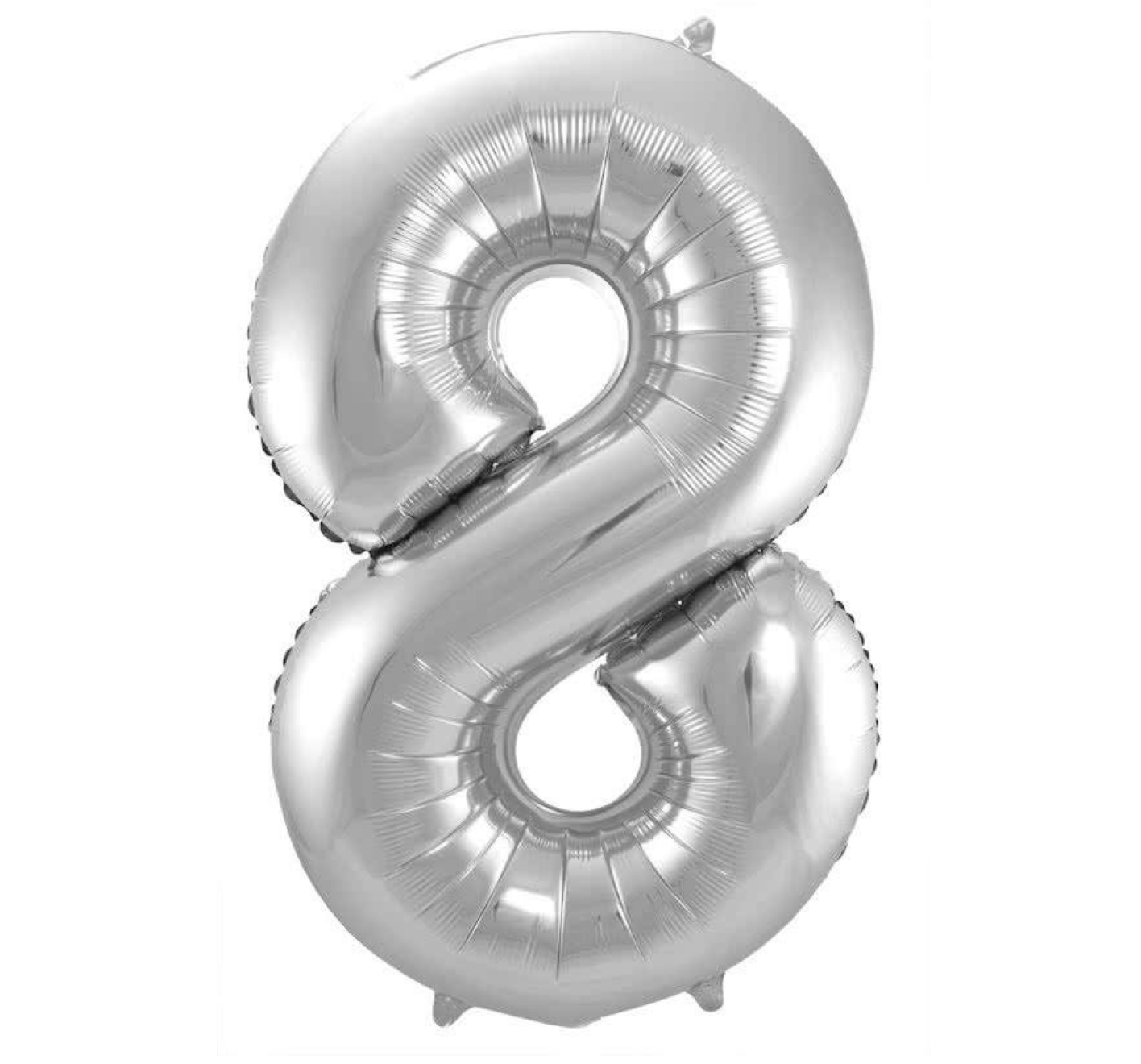 Folieballon - Cijfer - 8 - Zilver - 86cm - Zonder vulling