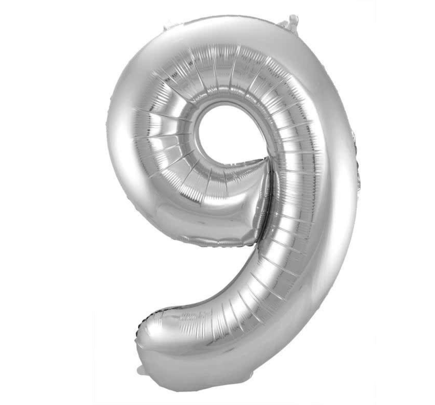 Folieballon - Cijfer - 9 - Zilver - 86cm - Zonder vulling
