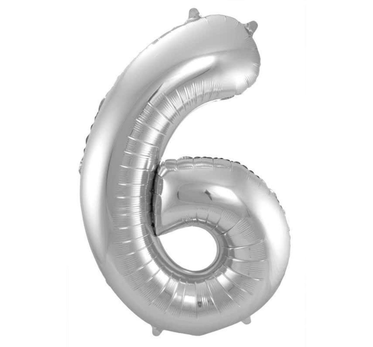 Folieballon - Cijfer - 6 - Zilver - 86cm - Zonder vulling