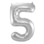 Folat Folieballon - Cijfer - 5 - Zilver - 86cm - Zonder vulling