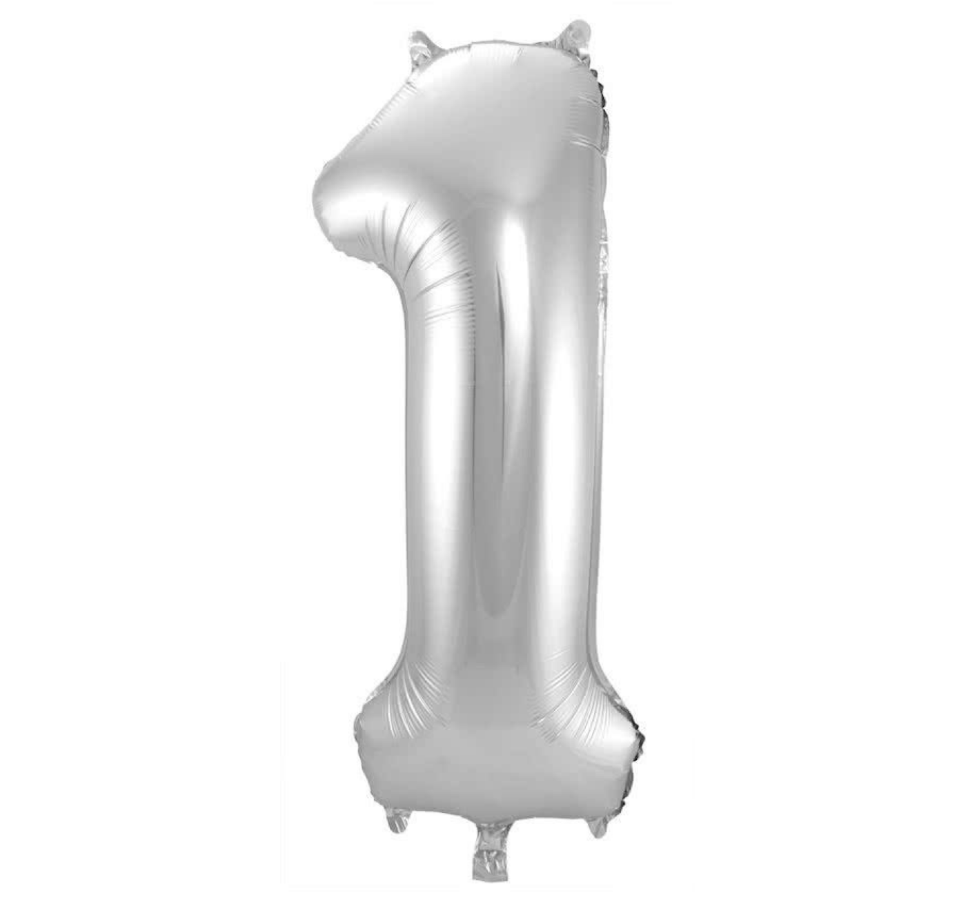 Folieballon - Cijfer - 1 - Zilver - 86cm - Zonder vulling