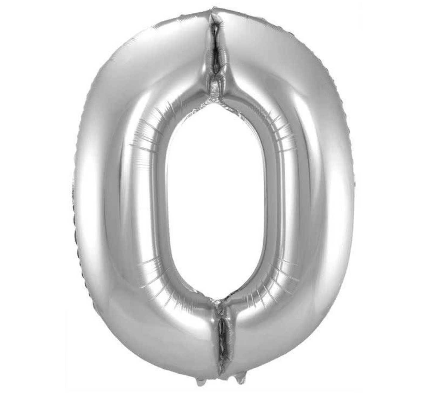 Folieballon - Cijfer - 0 - Zilver - 86cm - Zonder vulling
