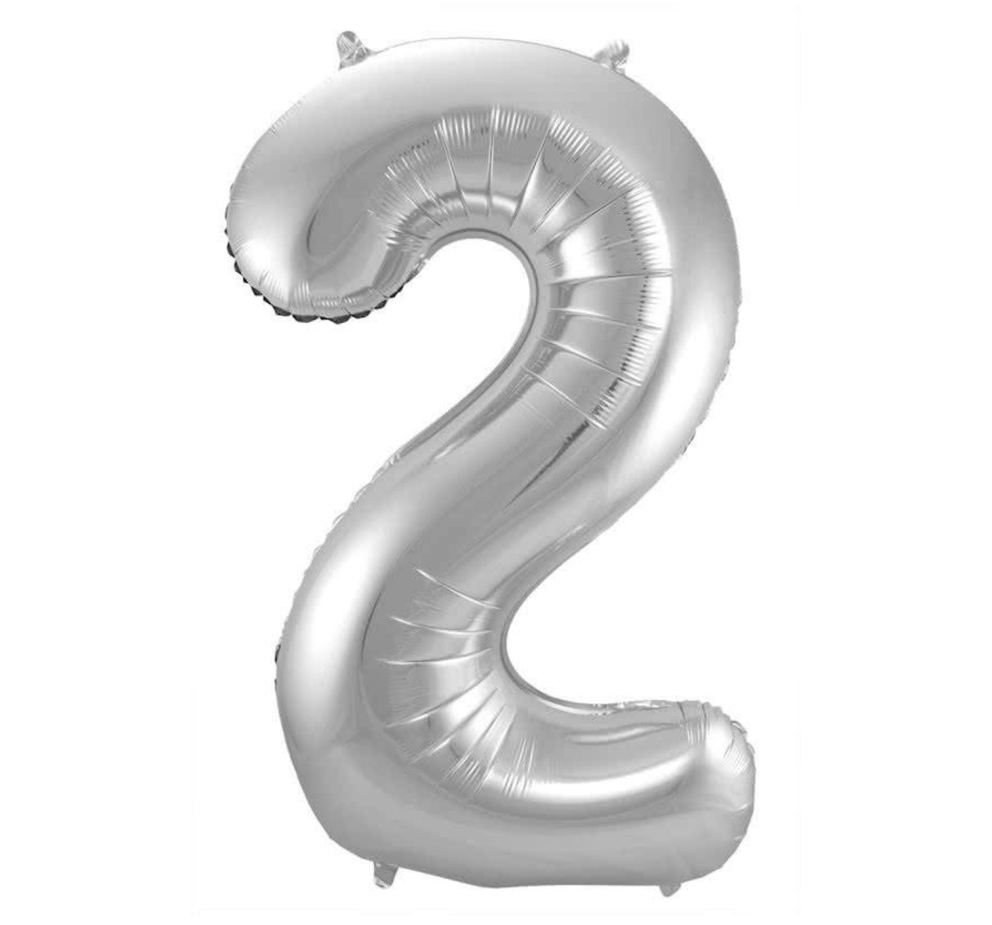 Folieballon - Cijfer - 2 - Zilver - 86cm - Zonder vulling