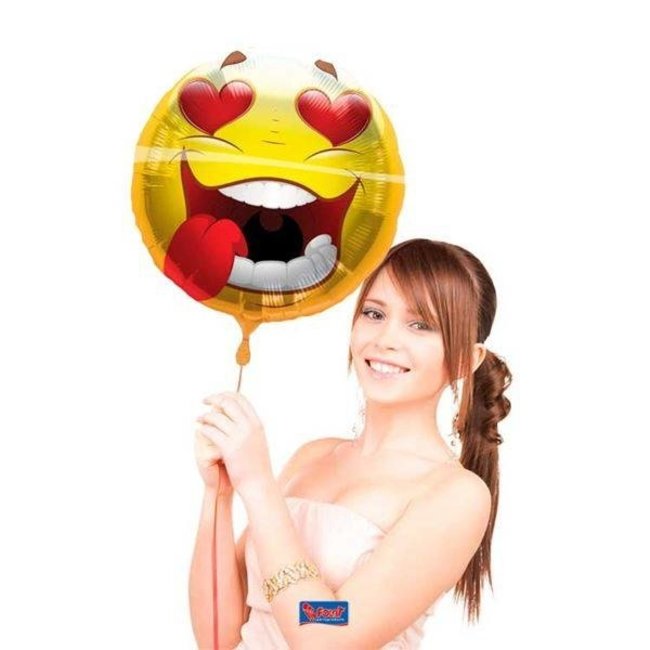 Folat Folieballon - Emoticon - Crazy love - 43cm - Zonder vulling