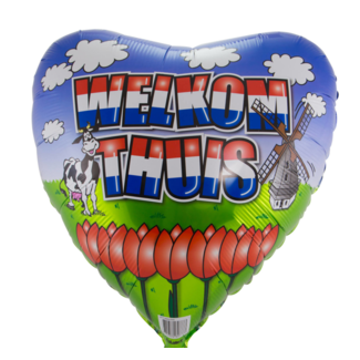 Folat Folieballon - Welkom thuis - Hart - 45cm- Zonder vulling