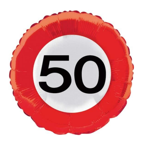 Folat Folieballon - 50 Jaar - Verkeersbord - 43cm - Zonder vulling Folat Folieballon - 50 Jaar - Verkeersbord - 43cm - Zonder vulling