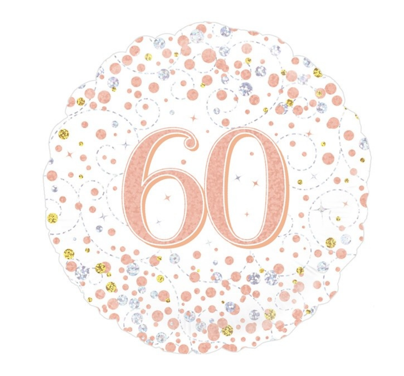 Folieballon - 60 jaar - Holografisch - Rosé goud - 46cm - Zonder vulling