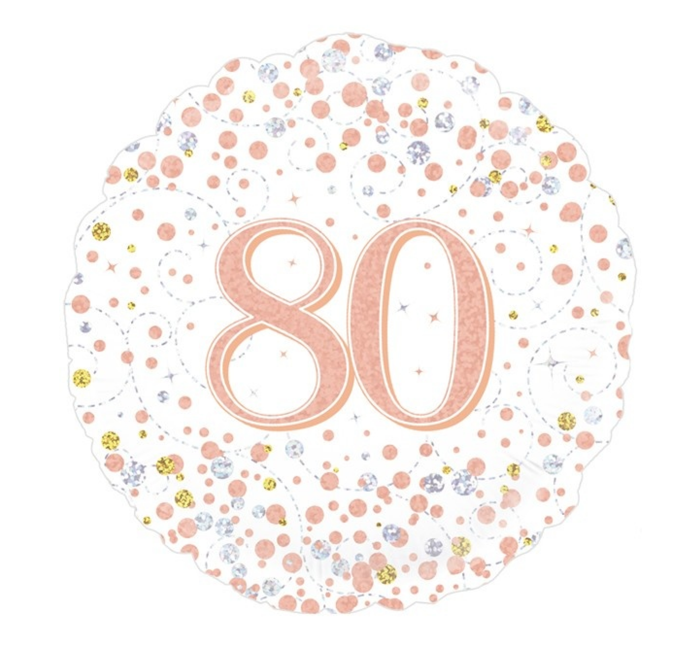 Folieballon - 80 jaar - Holografisch - Rosé goud - 46cm - Zonder vulling