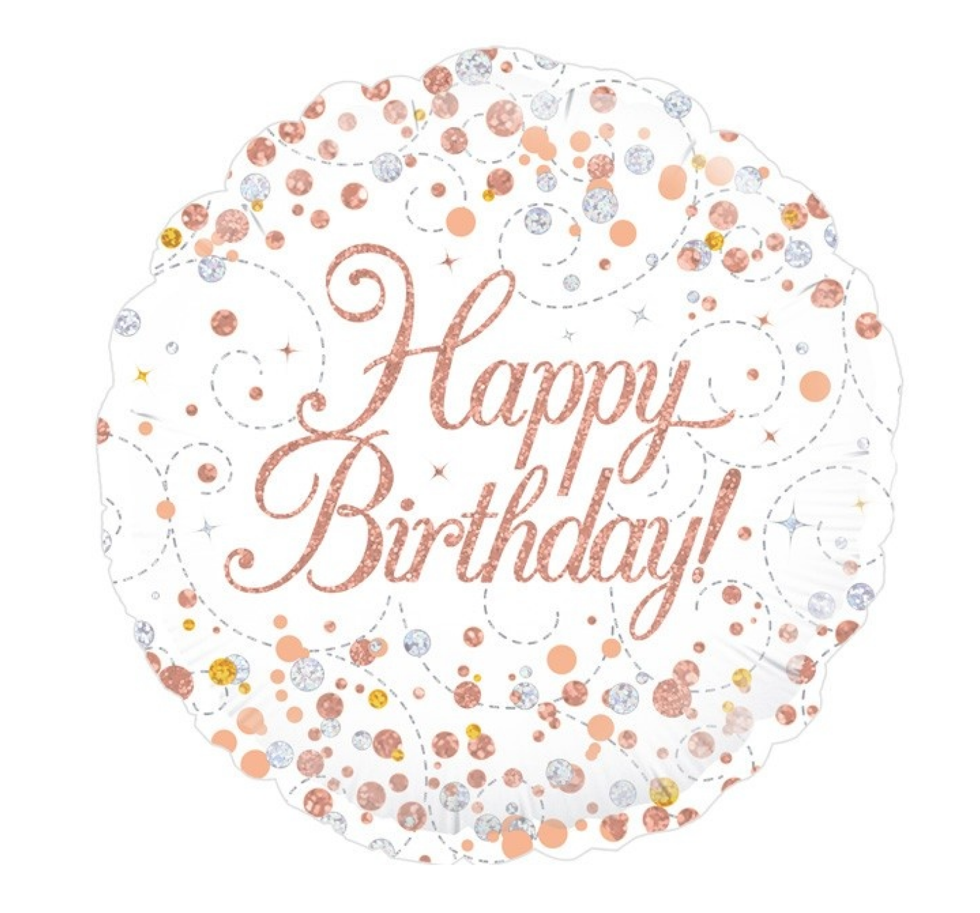 Folieballon - Happy Birthday - Holografisch - Rosé Goud - 45.7cm - - Zonder vulling