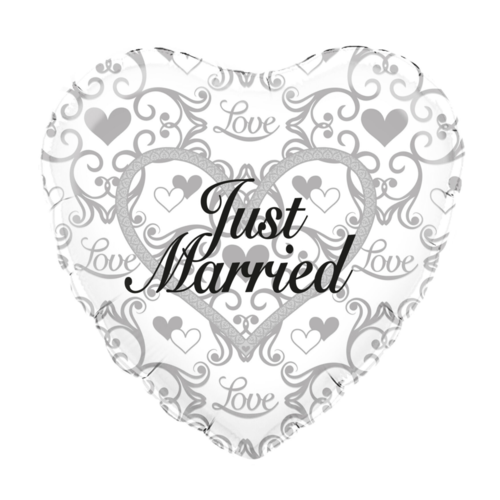 Folieballon - Huwelijk - Just married - 45cm - Zonder vulling Folieballon - Huwelijk - Just married - 45cm - Zonder vulling
