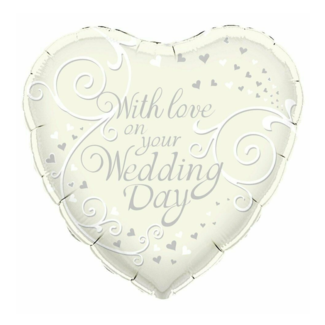 OakTree Folieballon - Huwelijk - With love on your weddingday - 45cm - Zonder vulling