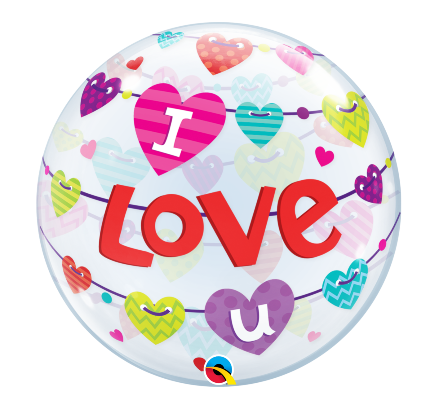 Folieballon - I love u - Bubble - 56cm - Zonder vulling