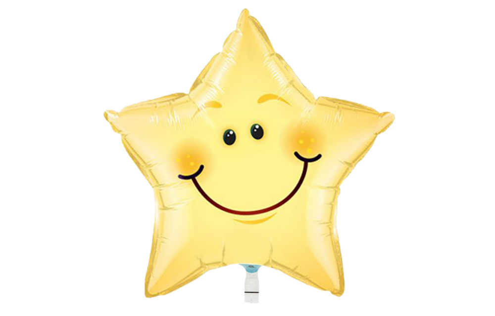 Folieballon - Smiley - Ster - 50cm - Zonder vulling