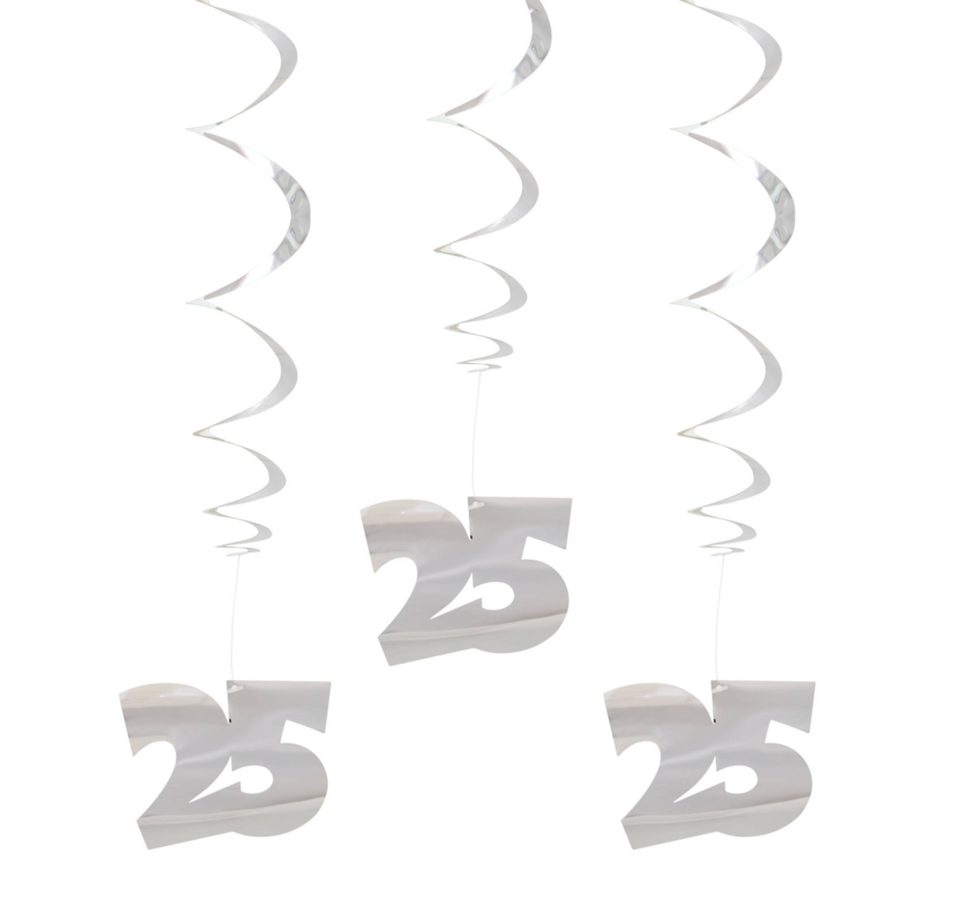 Hangdecoratie - Spiraal - 25 jaar - Zilver - 3st.