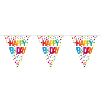 Folat Vlaggenlijn - Happy B day - Rainbow dots - 10m