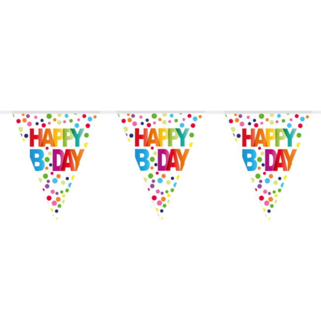 Folat Vlaggenlijn - Happy bday - Rainbow dots - 10m