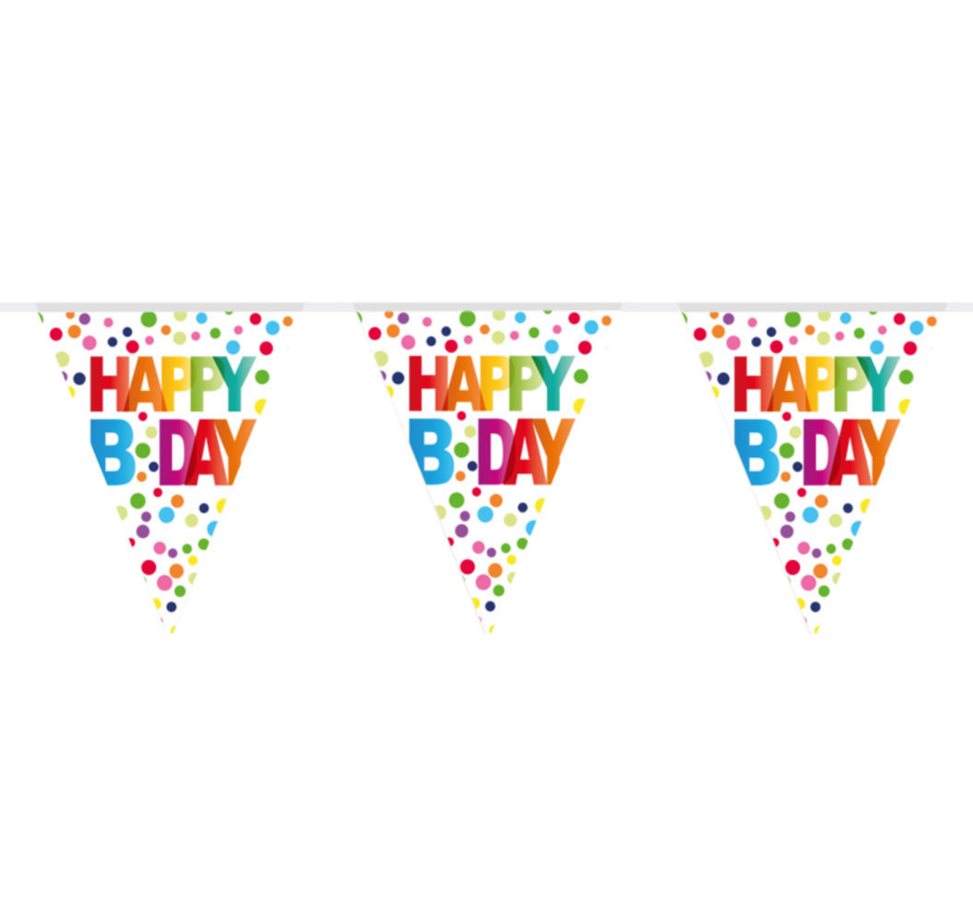 Vlaggenlijn - Happy bday - Rainbow dots - 10m