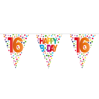 Folat Vlaggenlijn - 16 jaar - Happy B day - Rainbow dots - 10m