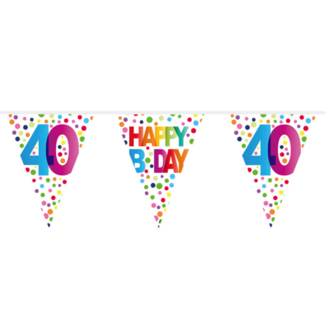 Folat Vlaggenlijn - 40 jaar - Happy B day - Rainbow dots - 10m