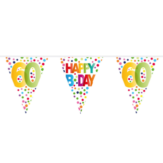 Folat Vlaggenlijn - Happy bday 60 - Rainbow dots - 10m