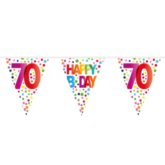 Folat Vlaggenlijn - Happy bday 70 - Rainbow dots - 10m