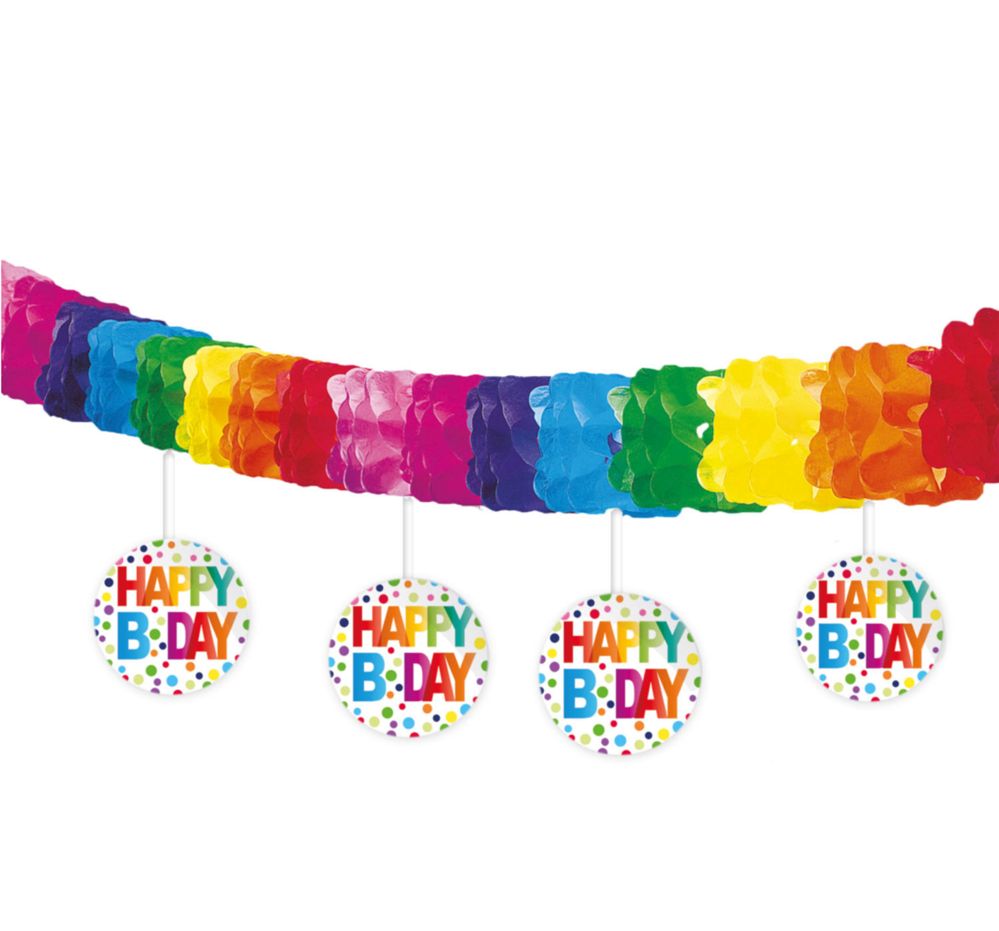 Slinger - Met onderhangers - Happy bday - Rainbow dots - 4m
