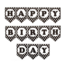 PartyXplosion Letterslinger - Happy birthday - Zwart, wit