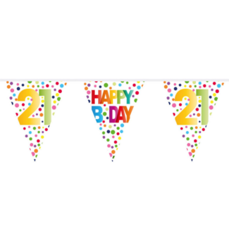 Folat Vlaggenlijn - Happy bday 21 - Rainbow dots - 10m