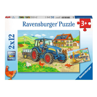 Ravensburger Puzzel - Op de bouwplaats & boerderij - 2x12st.