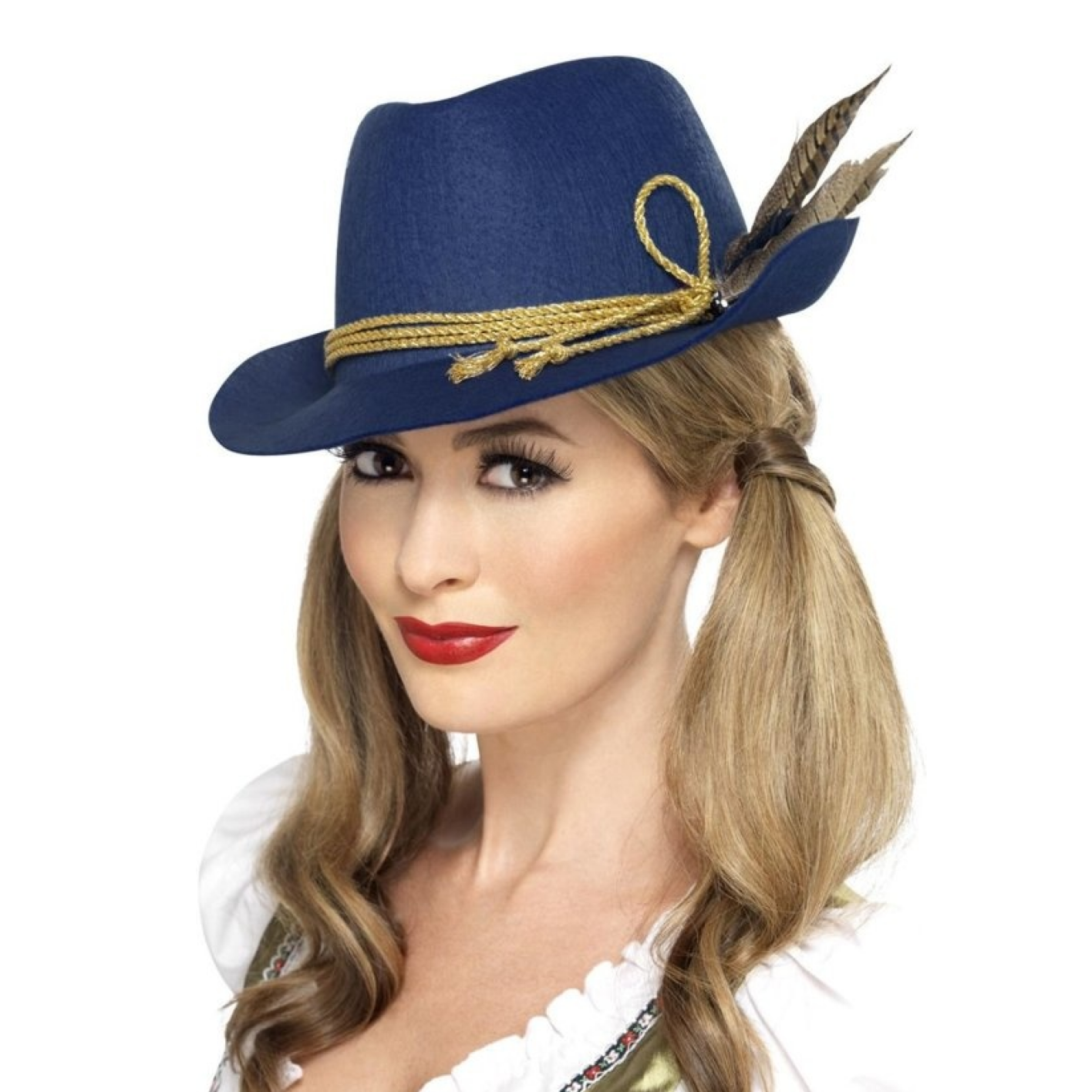 Hoed - Oktoberfest - Tirol - Blauw - Met luxe veer