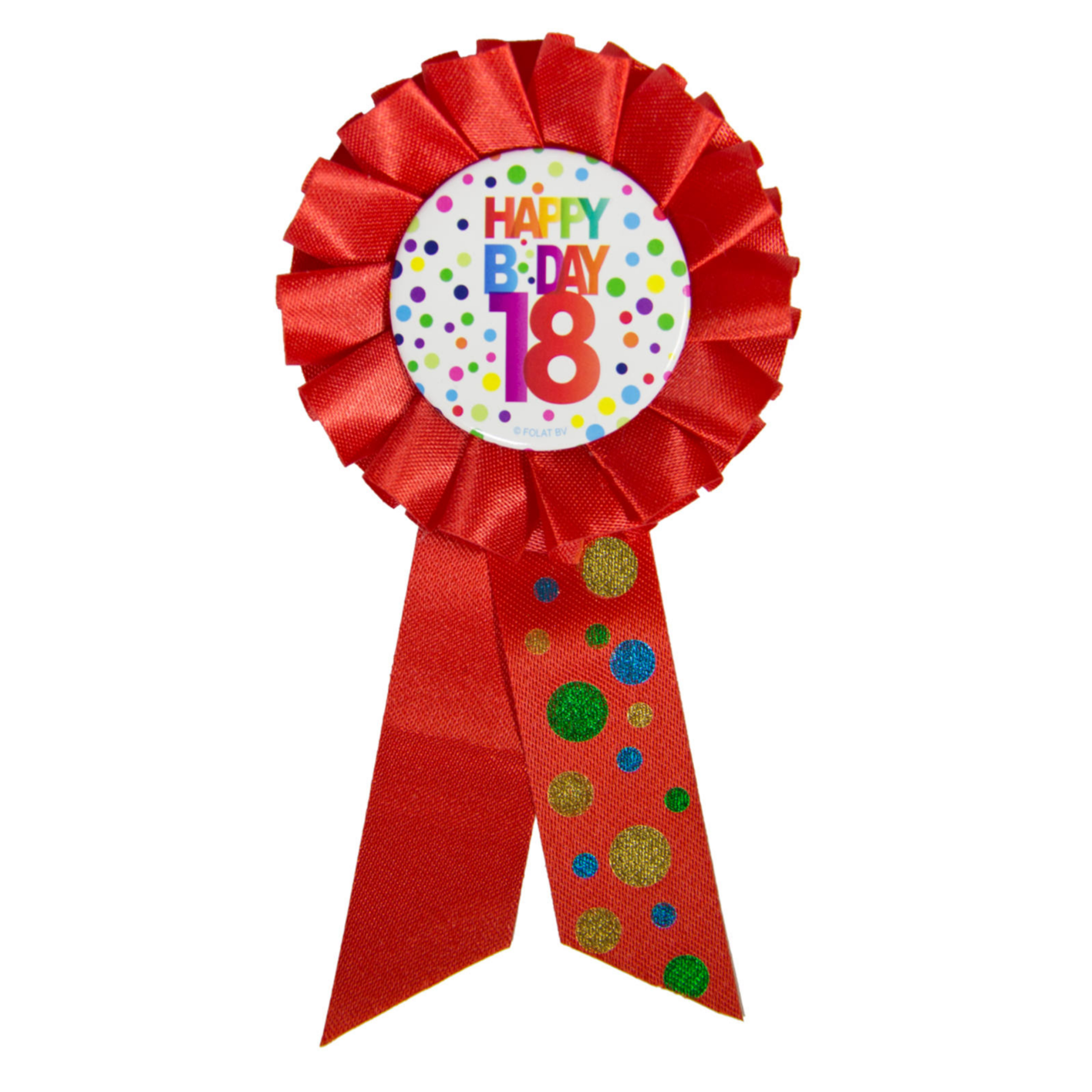 Rozet - 18 jaar - Rainbow dots - Happy bday