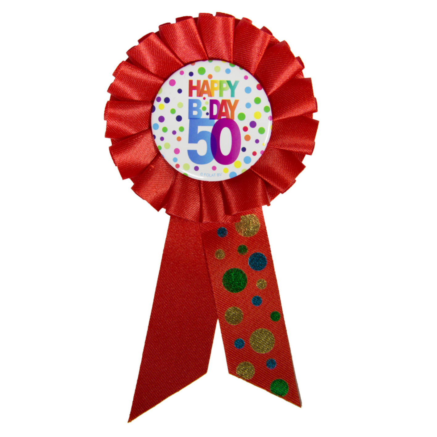 Rozet - 50 jaar - Rainbow dots - Happy bday