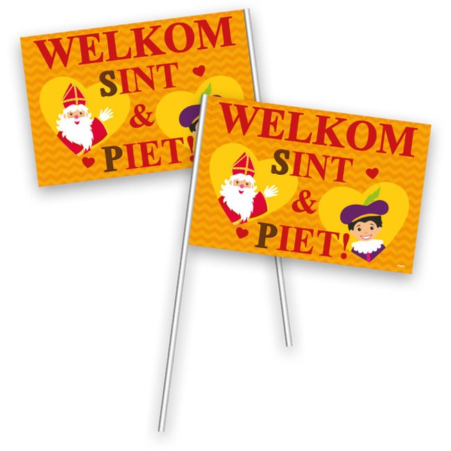 Folat Zwaaivlaggetjes - Welkom Sint & Piet - 20x30cm - 1st.