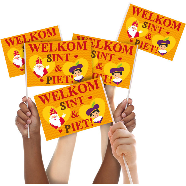 Folat Zwaaivlaggetjes - Welkom Sint & Piet - 20x30cm - 1st.