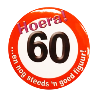 Paper Dreams Button - 60 jaar - Verkeersbord - Klein
