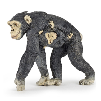 Papo Speelfiguur - Aap - Chimpansee - Met jong - 7x3x6cm