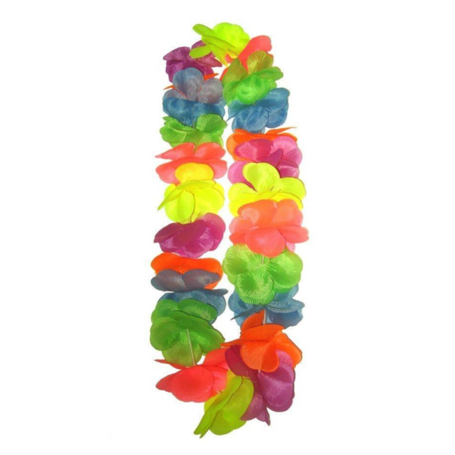 PartyXplosion Bloemenketting - Hawaii - Grote bloemen - Fluor / neon