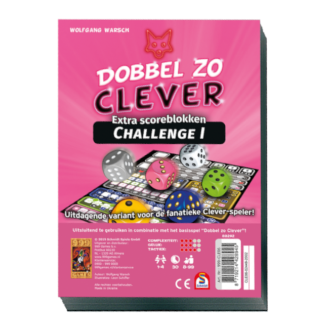 999 Games Spel - Dobbelspel - Clever - Dobbel zo clever - Challenge 1 - Extra scoreblokken - 2st.