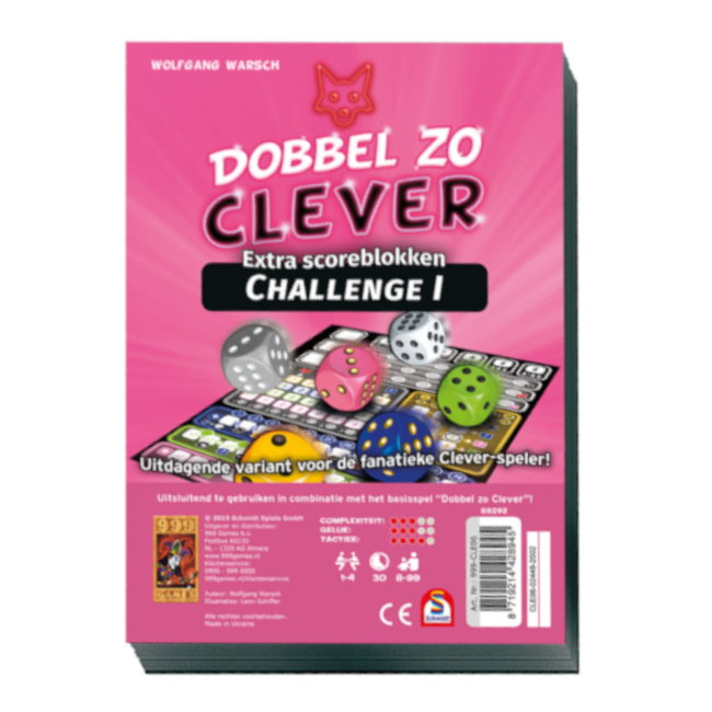 999 Games Spel - Dobbelspel - Clever - Challenge 1 - Extra scoreblokken - 2st.