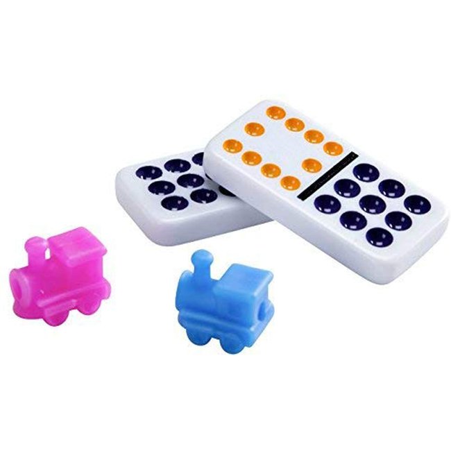 Spel - Domino - Dubbel 12 - Mexican train - In beukenhouten koffer