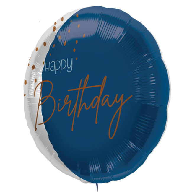 Folat Folieballon - Happy Birthday - Luxe - Blauw, goud, transparant - 45cm - Zonder vulling