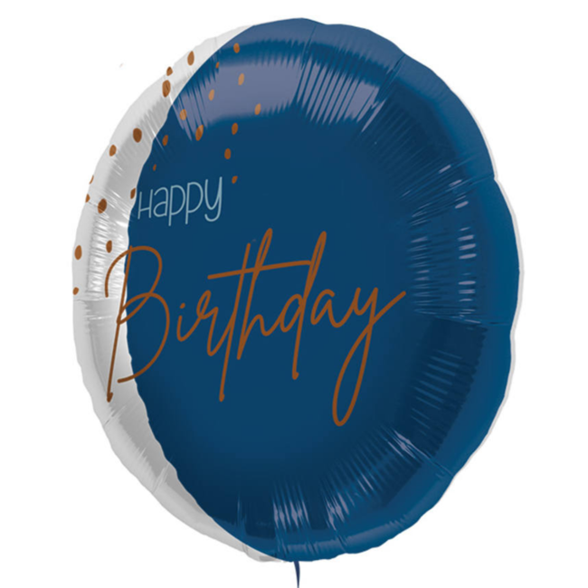 Folat Folieballon - Happy birthday - Luxe - Blauw, goud, transparant - 45cm - Zonder vulling