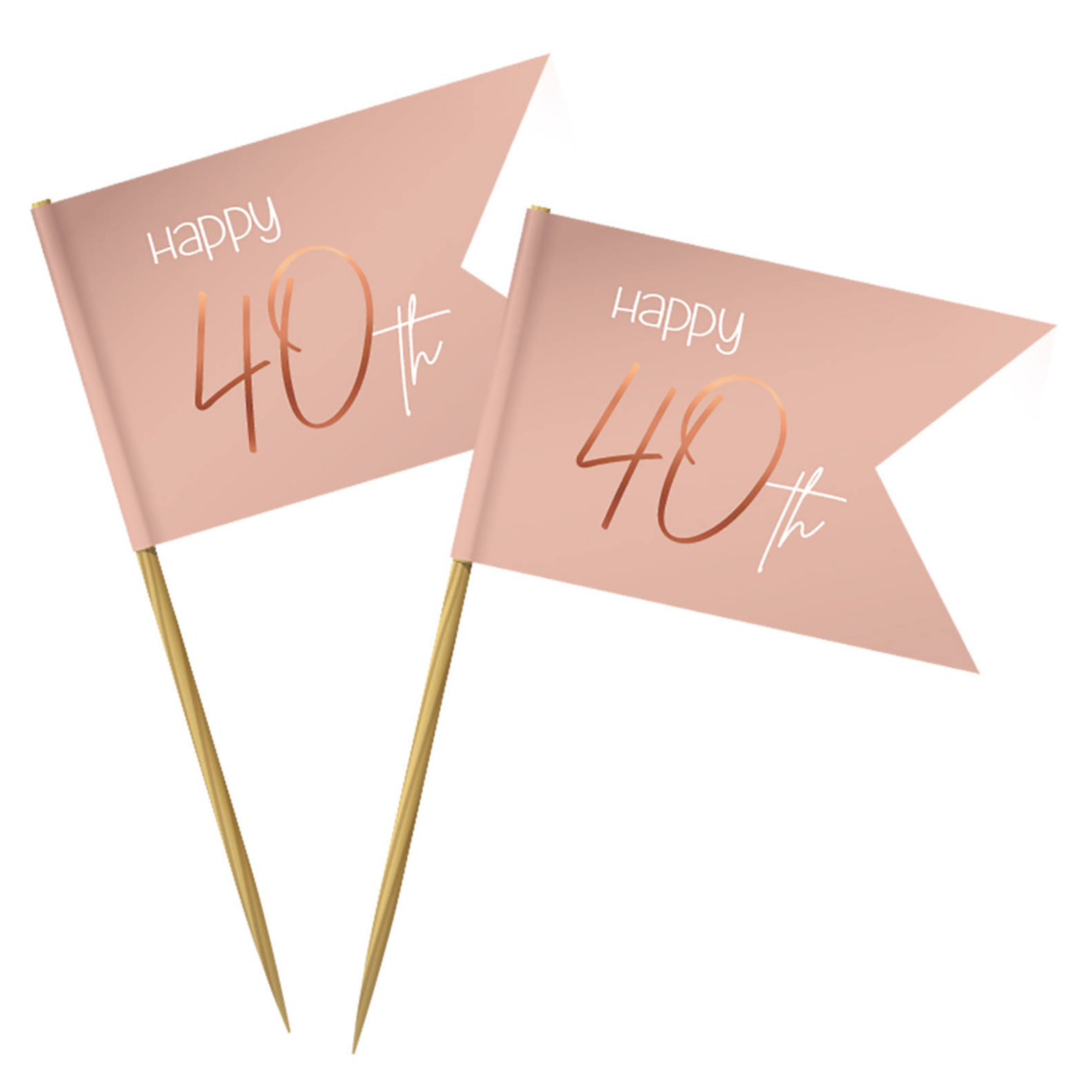 Cocktailprikkers - 40 jaar - Luxe - Roze, roségoud - 36st.