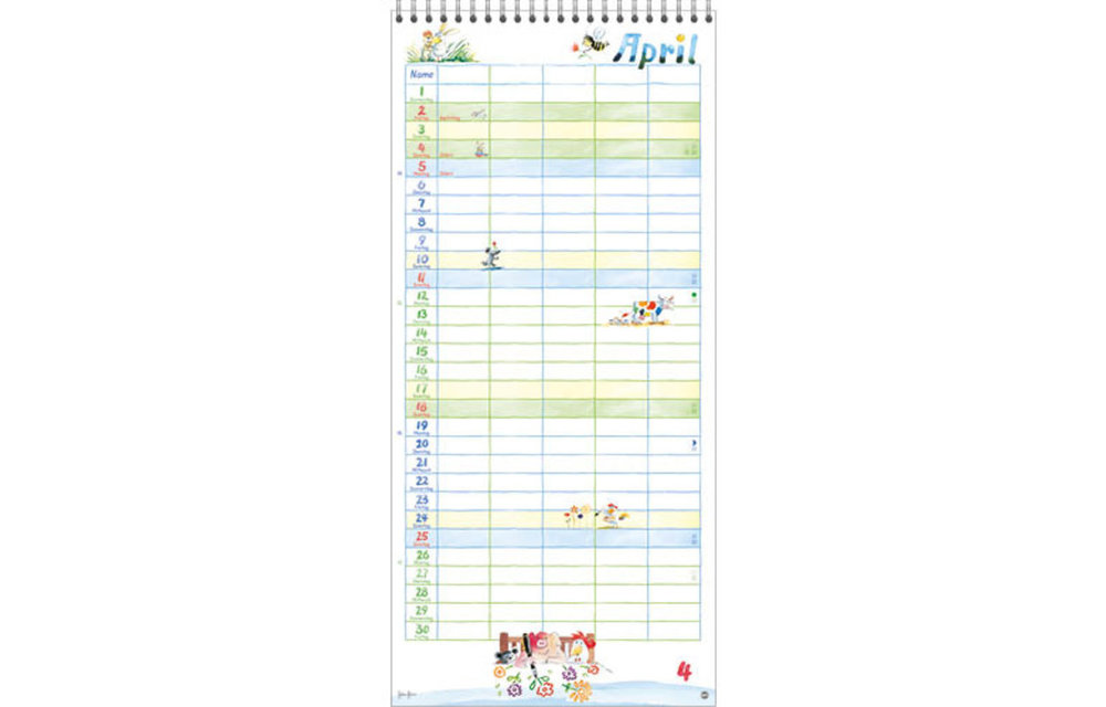Familienotitiekalender - 2021 - The original Helme Heine - 21x45cm