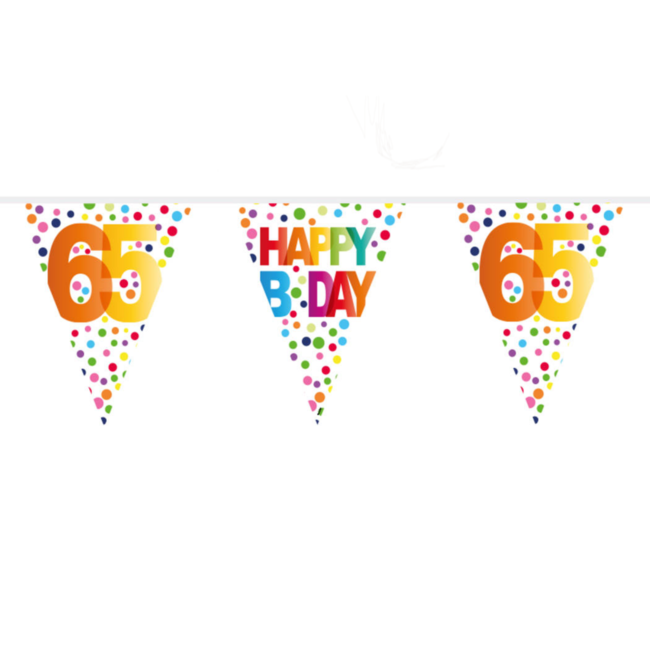 Folat Vlaggenlijn - Happy bday 65 - Rainbow dots - 10m