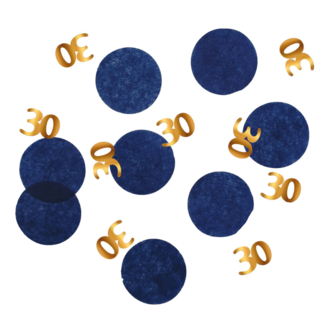 Folat Tafeldecoratie - Confetti - 30 jaar - Luxe - Blauw, goud - 25gr.