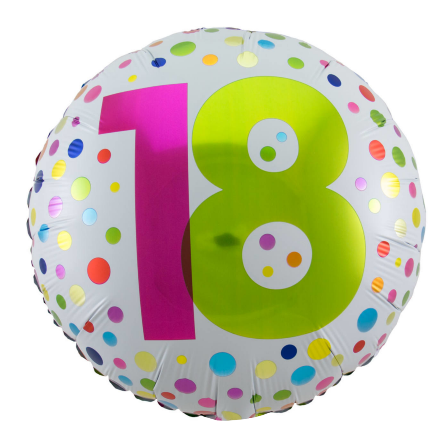 Folieballon - 18 jaar - Rainbow dots - 45cm - Zonder vulling