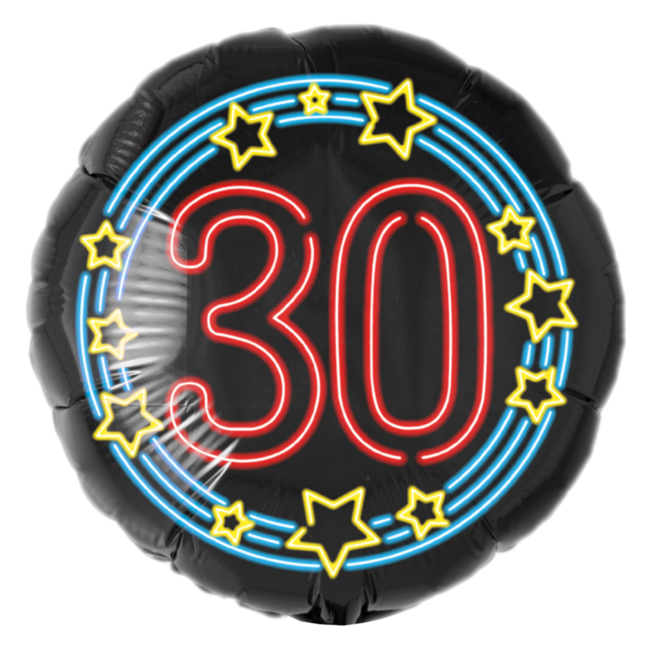Globos Folieballon - 30 jaar - Neon - 43cm - Zonder vulling